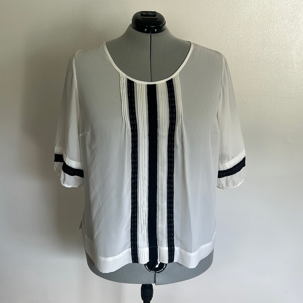 Plus Size Women's 18W Sejour White Gauze Blouse